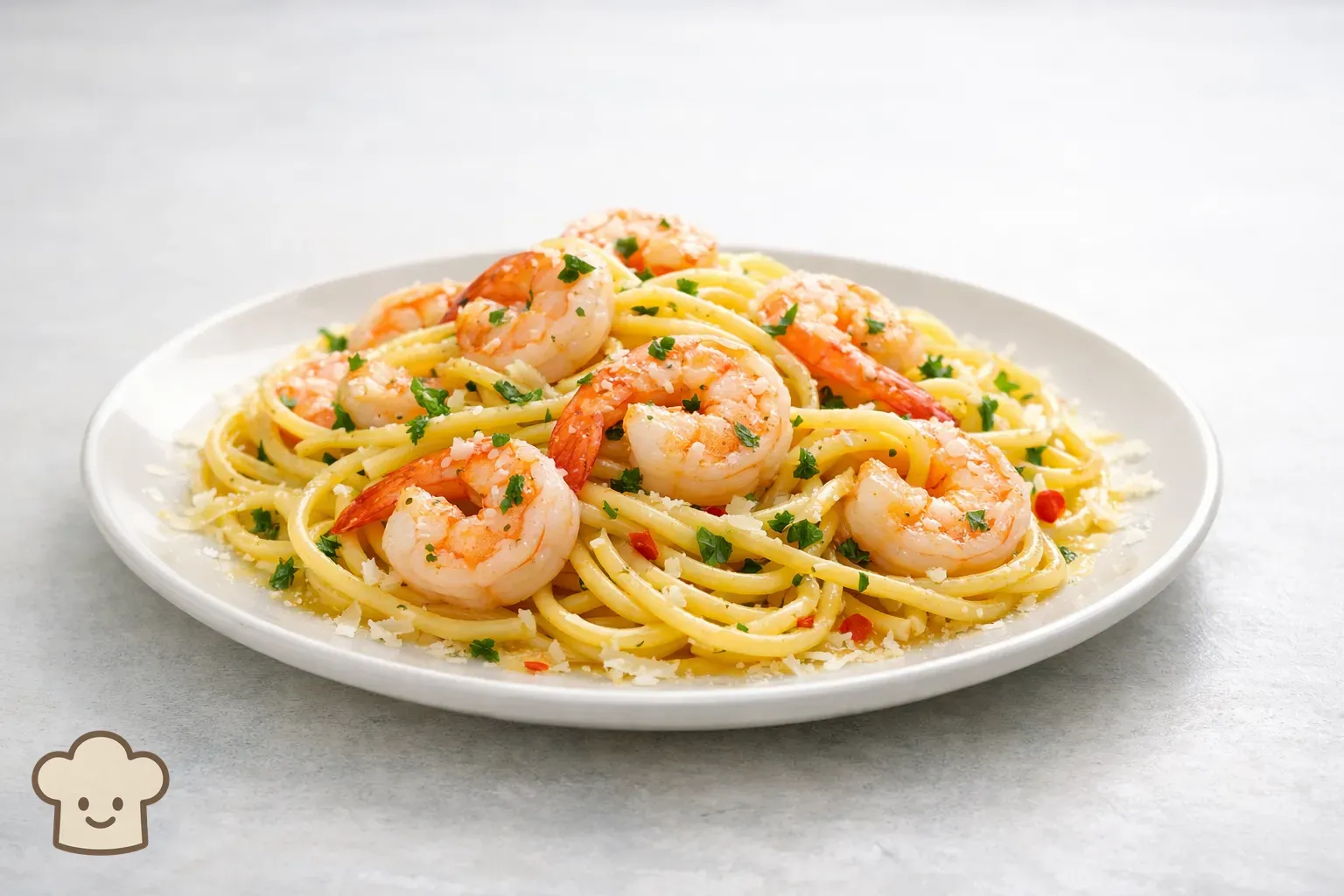 Shrimp Pasta with Garlic Lemon Sauce